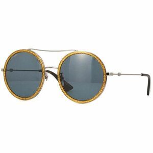 Gucci Ruthenium Frame & Blue Polarized Lens Women's Round Sunglasses